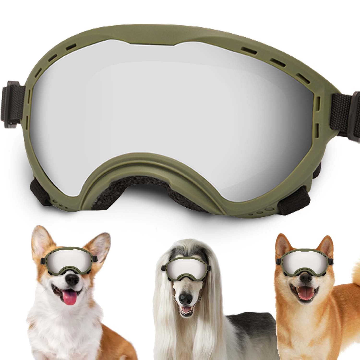 Dog Sunglasses with Adjustable Strap, UV Protection, Winproof Puppy Sunglasses, Suitable for Dogs Eyes Protection,Soft Dogs Goggles