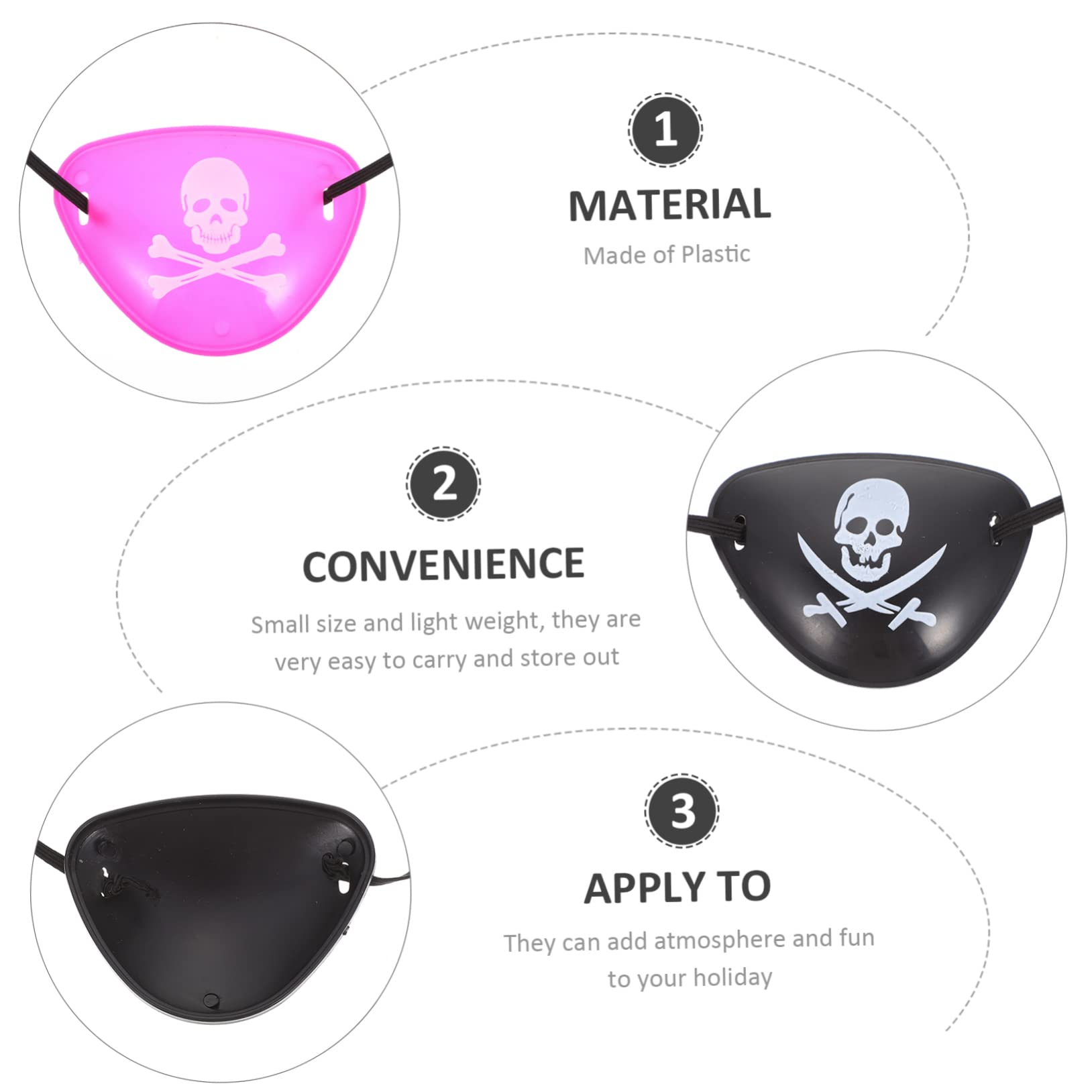 60stücke Piraten Augenklappen Einäugige Kunststoff Augenbinde Skull Eye Patches Für Halloween Karneval Und Cosplay Vielseitiges Kostümzubehör Für Erwachsene