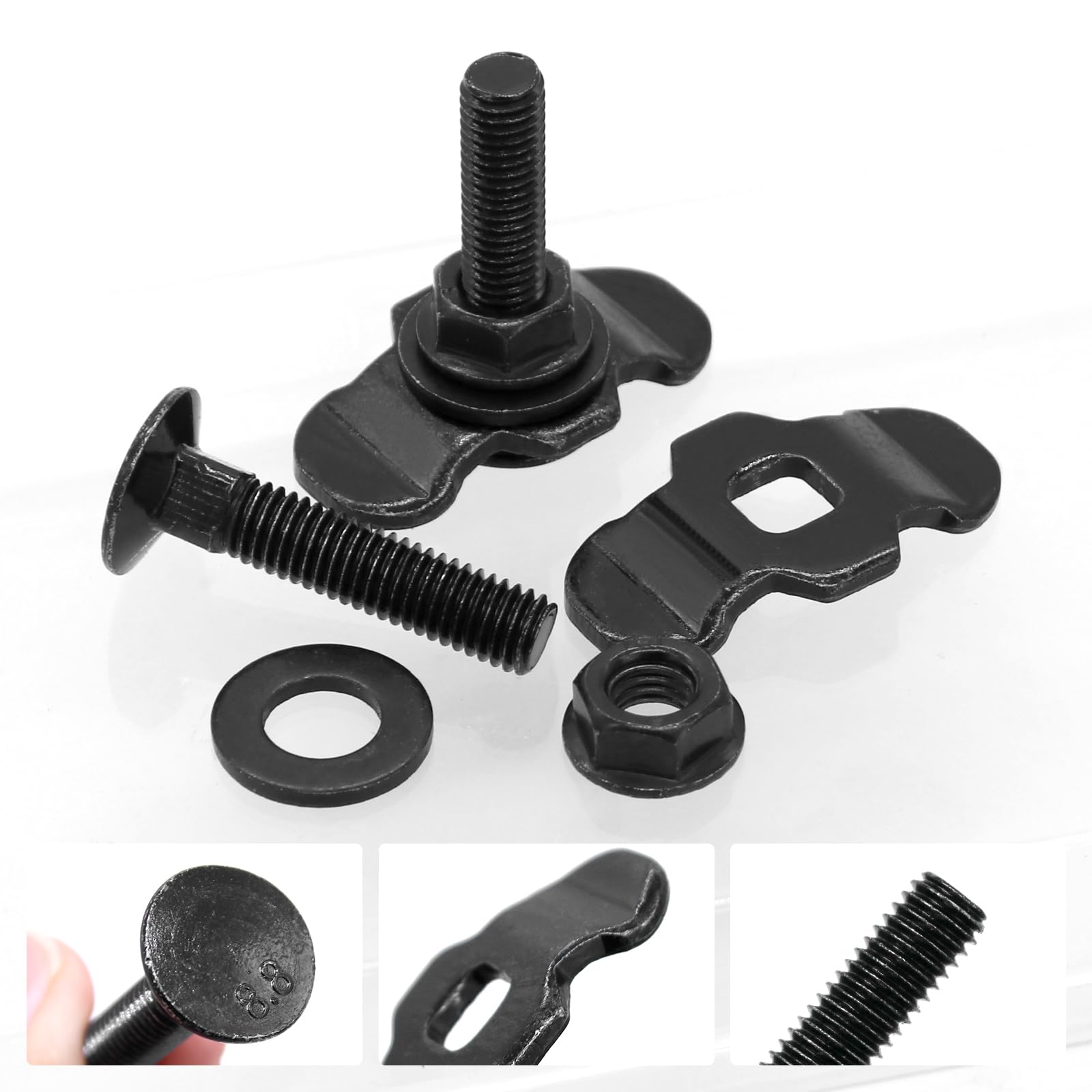 6 Stück Zubehör Airlineschiene Fitting Airline Schienen Zubehör M8 × 40MM 500daN Endbeschlag Schraubfitting für Airlineschiene Endfitting, Schwarz - 3