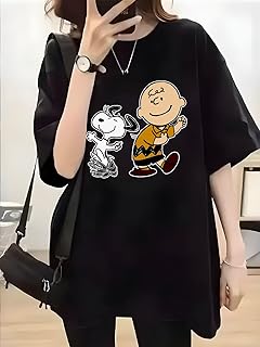 Tシャツ スヌーピー チャーリーブラウン レディース 半袖 綿100% 日本製 春夏服 インナーシャツ クルーネック カットソー カジュアル ゆったり おしゃれ 快適 柔らかい 通気性