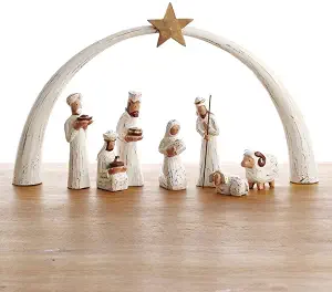 White Arch Tabletop Nativity Set