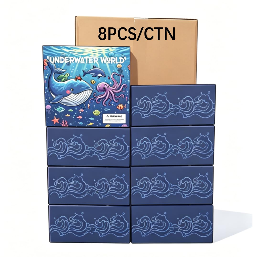 GloomGlo Underwater World - Kit per pittura in gesso, confezione da 8 pezzi, set fai da te con 24 statuine di animali marini, tavolozza di pennelli lavabili, regalo creativo fatto a mano per bambini