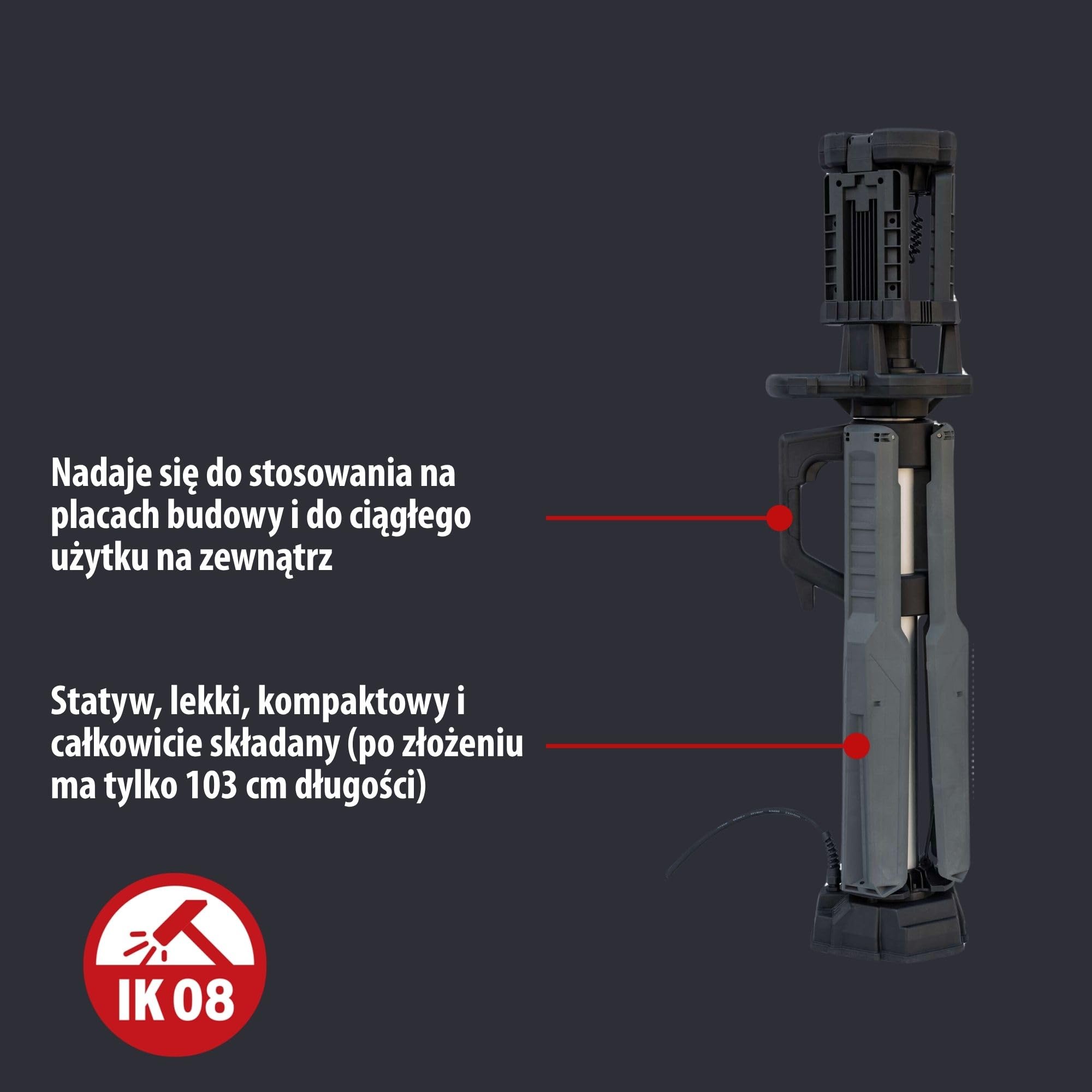 Brennenstuhl Professional Reflektor Budowlany LED na Statywie z Potrójną Głowicą 13050 T z 13500 lm, Reflektor LED z 3 Indywidualnie Regulowanymi Reflektorami, 100 W, IP54, Sterowanie Bluetooth