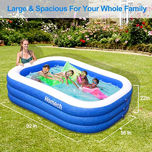 Homech Inflatable Swimming Pool, Inflatable Kiddie Pool, Full-Sized Family Lounge Pools, Family Swimming Pools Above Ground for Baby, Kids, Adults, Toddlers, Outdoor, Garden, Backyard, for Ages 3+