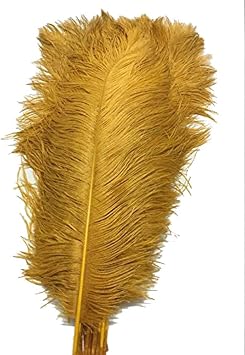 ADAMAI 100PCS Natural 11.8-13.7inch Ostrich Feathers Plume for Wedding Centerpieces Home Decoration Gold