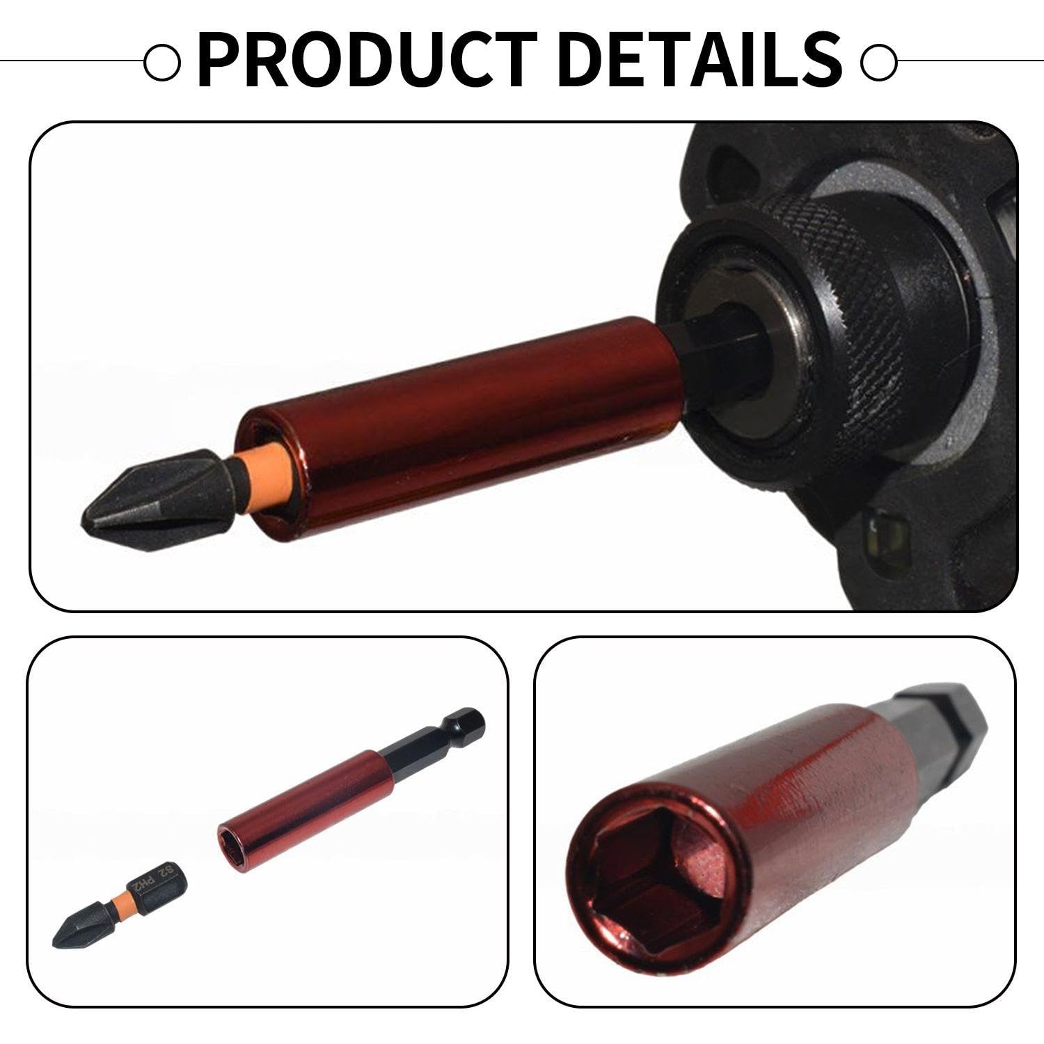 2 Pieces of Extension Bit Holder, 4 Pieces of Hexagonal Shank Steel Magnetic Screwdriver Extension Rod - Image 3
