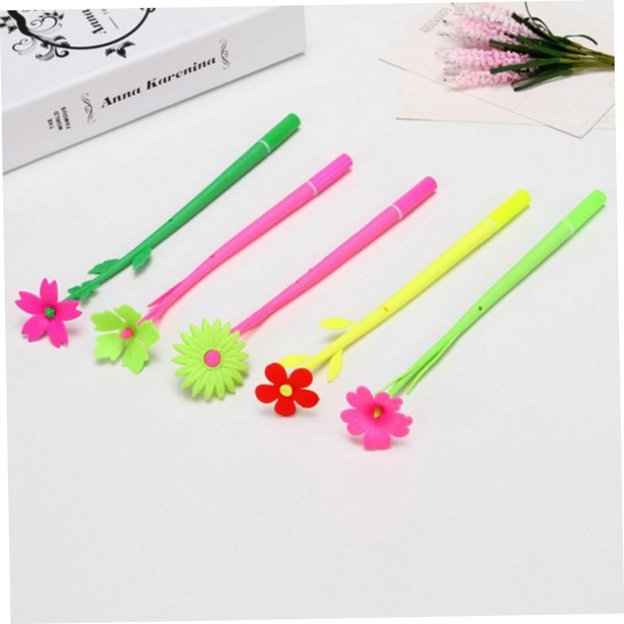 Ciieeo Set da 4 Penne Gel a Forma di Fiore 0,5 Mm in Silicone e