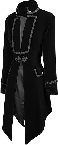 Vista 2 de DRTES Chaqueta gótica steampunk para mujer, estilo victoriano, medieval, vintage