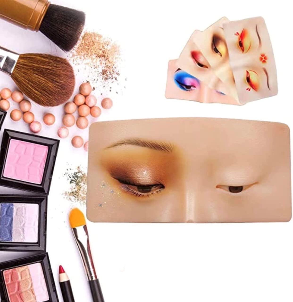 Makeup Practice Face Board 3D Realistic Pad for Makeup Artist Board Makeup Practice, Eyeshadow Eyeliner Eyebrow Lash mapping Realistic Face Skin Eye Make up Practice Model for Makeup Starter (skin)