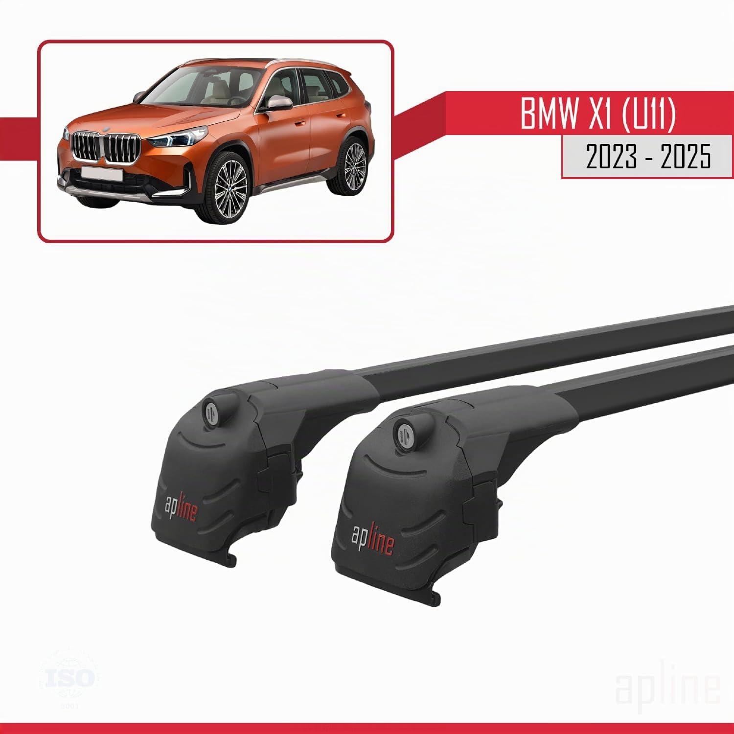 Compatibile con BMW X1 (U11) 2023-2026 Modello ACE-2 Barre Tetto Portapacchi Auto Barre Portatutto Nero Alluminio 2 Barre