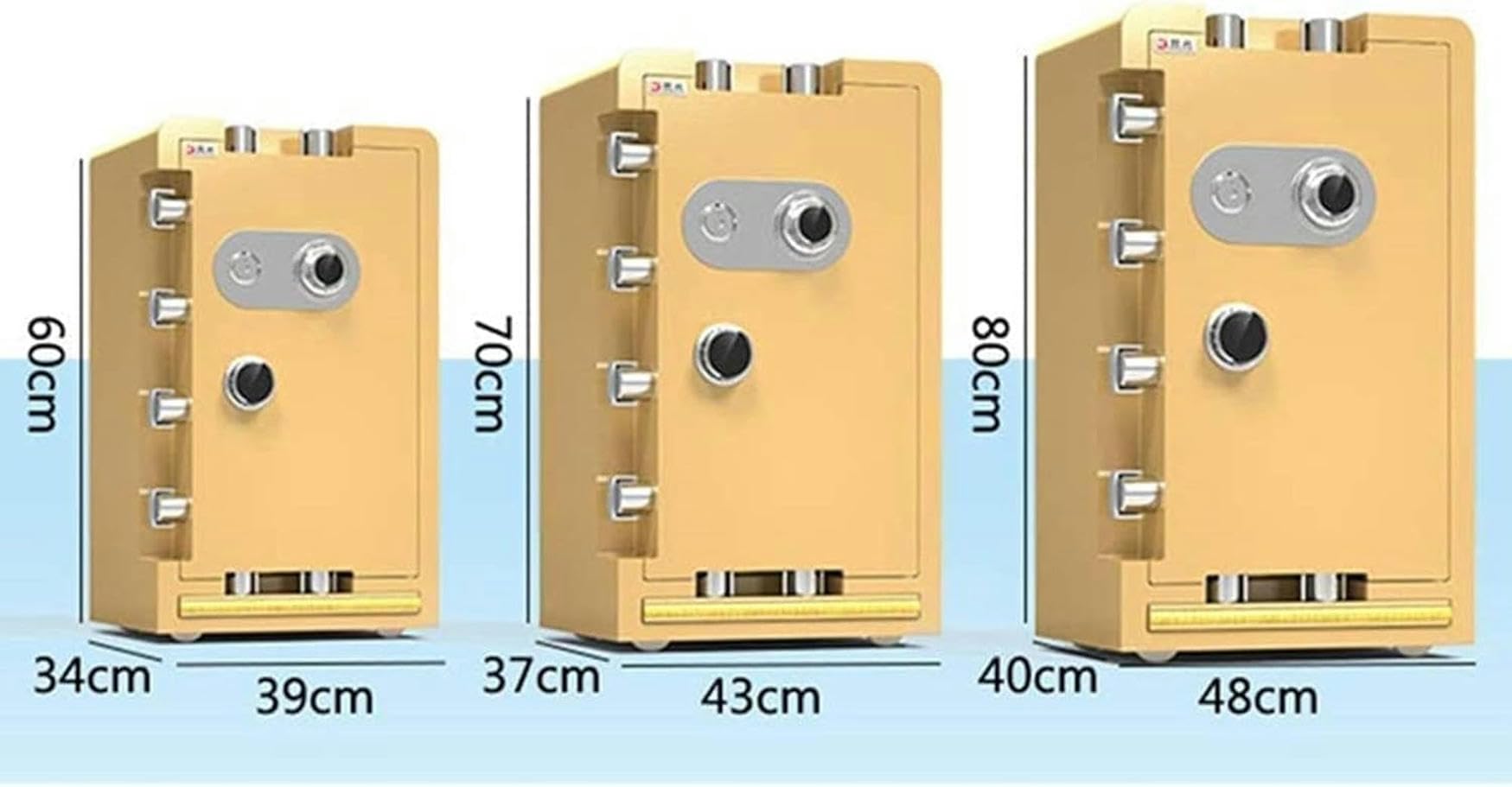 Safe Box Fireproof Waterproof Safe Large Safe Mechanical Password Home Office 60/70/80cm High, Gold, 60 x 34 x 39 cm