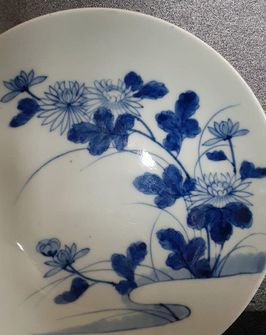 江戸中後期 古鍋島花文櫛目高台皿 直径21㎝ 東Y7-1003