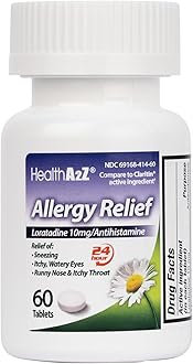 HealthA2Z® Allergy Relief | Loratadine 10mg | Antihistamine | Relief from Itchy Throat, Sneezing, runny noses |24-Hours Allergy Medicine (60 Tablets)
