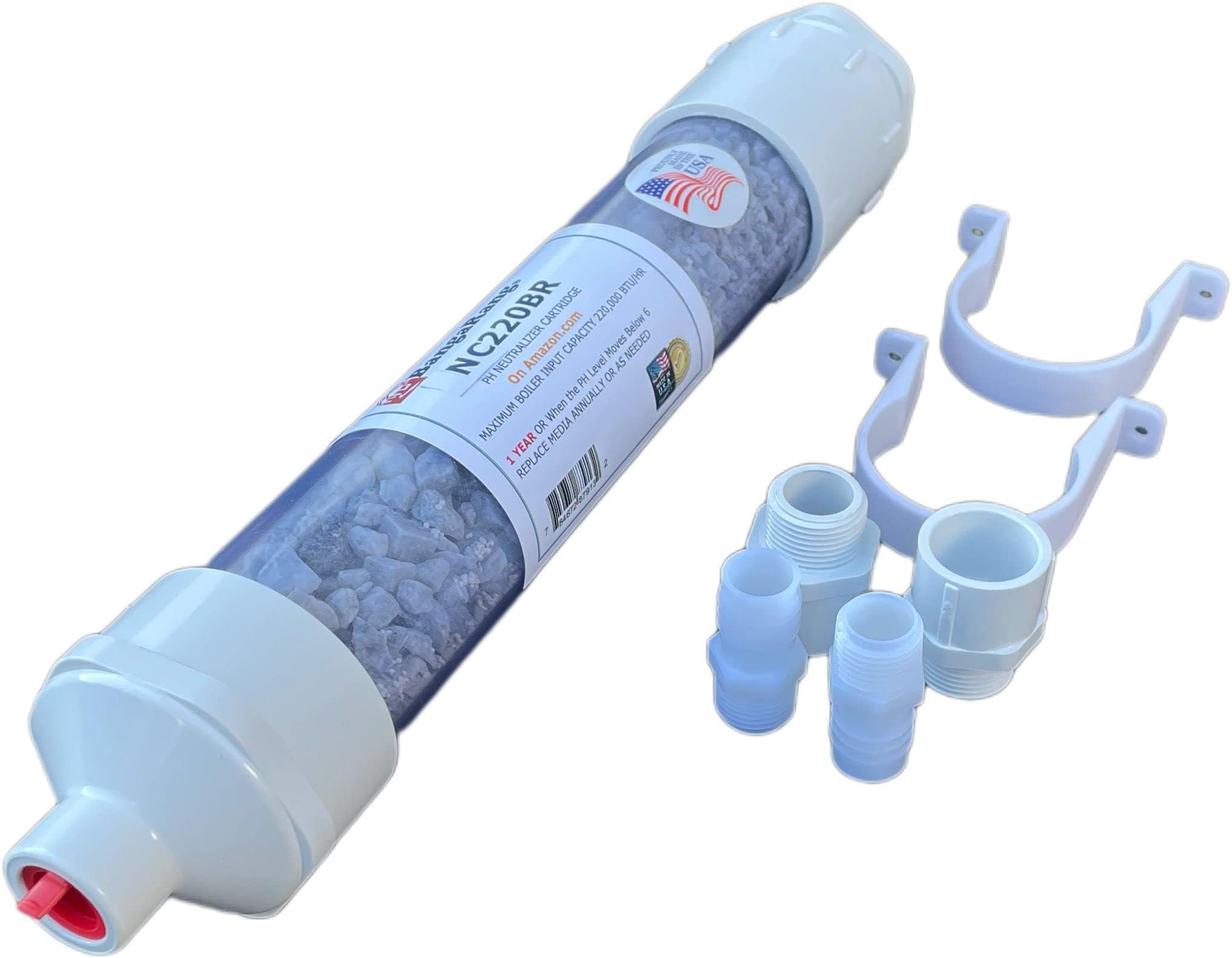 BangaRang Condensate Neutralizer Filter 3/4" Barb 3/4' Socket Adaptors, 2' Clamps - HVAC Equipment - Industrial HVAC Condensate Pumps - Blue - Plastic - Plumbing Theme