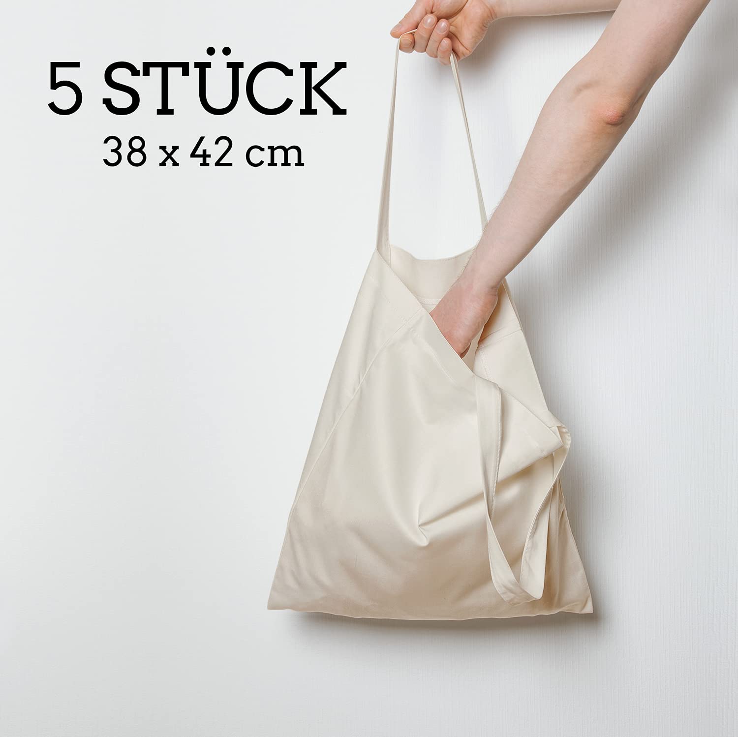 Sacs en Coton Non imprimés 38 x 42 cm ÖKO-TEX® Lot de 5