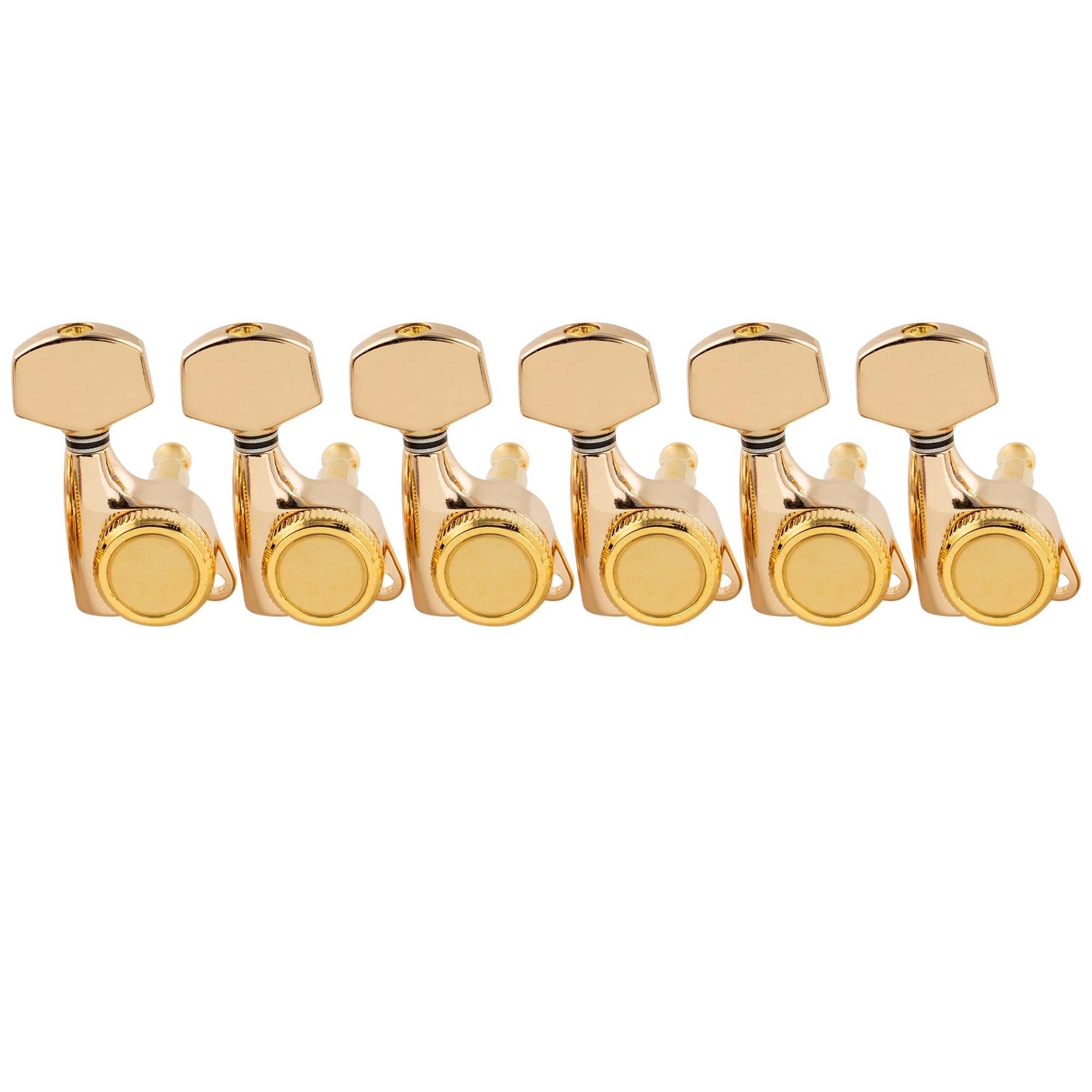 Musiclily Pro 6 w linii Tunery Blokujące Gitarowe Klucze Blokowane Locking Tuners Kołki Strojenia do Gitary Elektrycznej Strat Tele, Złoty Pokrętła Sześciokątna