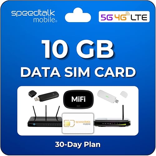Miniatura 2 de SpeedTalk Mobile Kit de tarjeta SIM solo de datos - 10 GB 4G LTE WiFi Hotspot MiFi Modem Router de Internet | Pague como quiera sin contrato |
