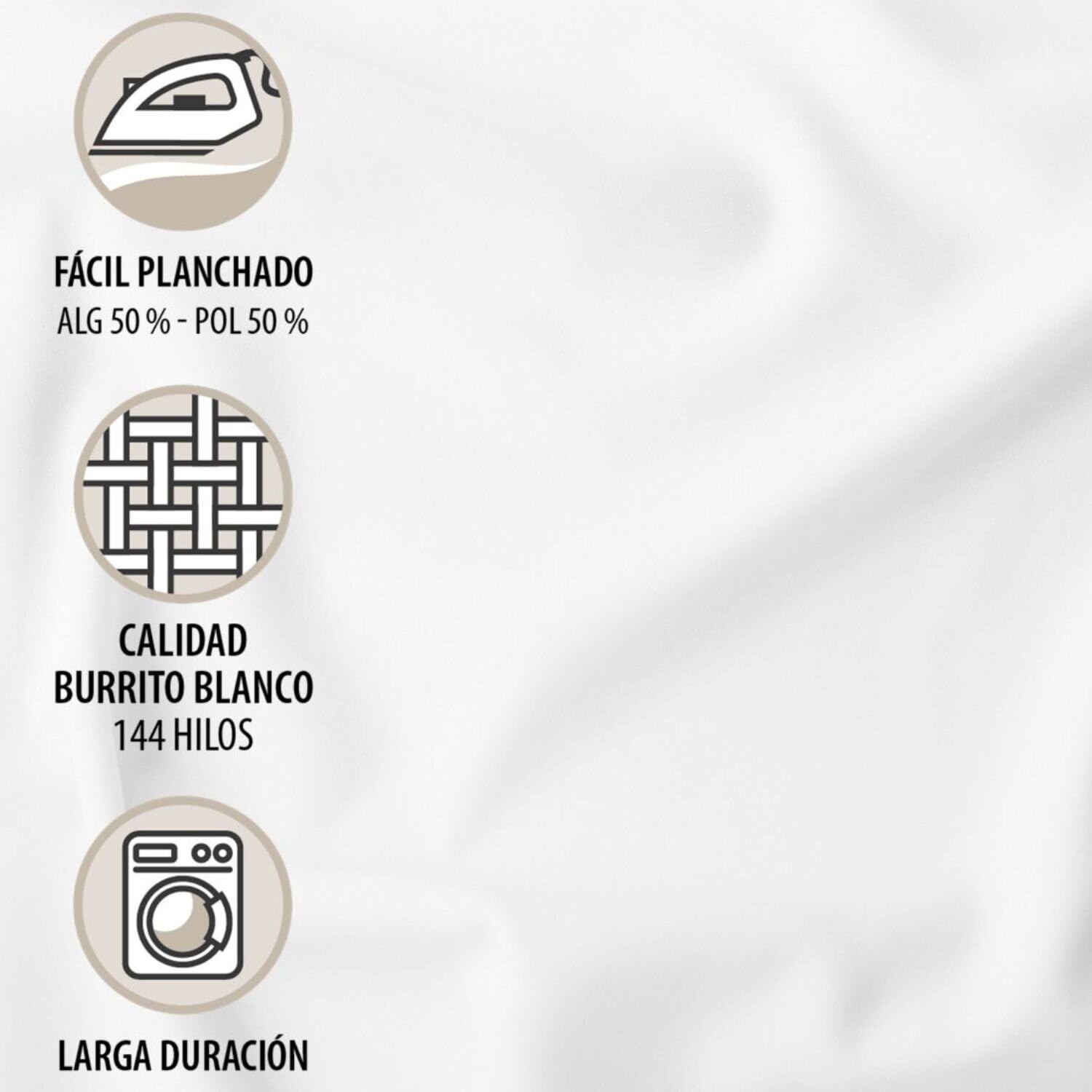 Burrito Blanco | Juego de sábanas | Cama de 150 a 160cm. (+Medidas Disponibles) | Diseño 543 | Color Nude (150-160x190/200cm.)