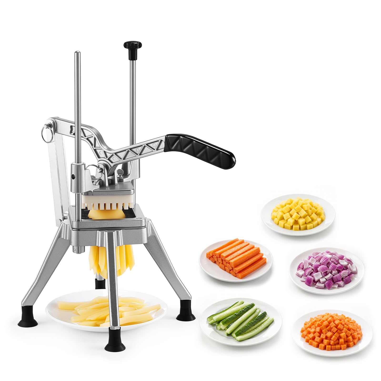 VEVOR Pommes-Frites-Schneider, Kartoffelschneider mit 3/8 Zoll Klinge aus 420J2-Edelstahl, Pommesschneider, Frittenschneider, Obstschneider, mit Ergonomischem Griff, für Restaurants Cafeterias