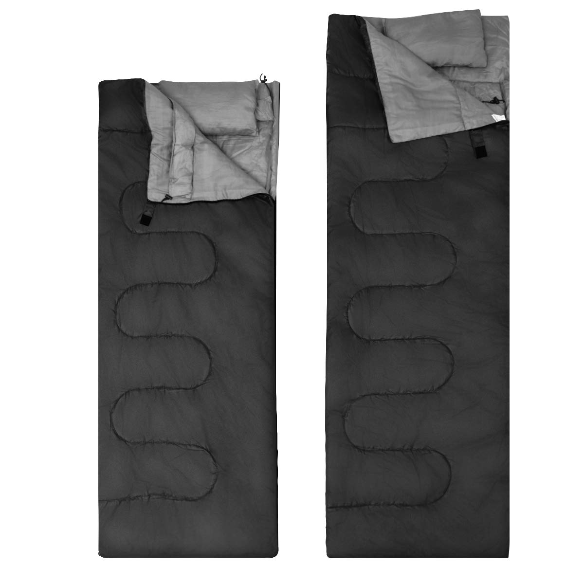 COSTWAY Sac de Couchage pour 2 Personnes avec 2 Oreillers Résistant au Vent et Imperméable Idéal pour la Randonnée, Les Voyages, Le Camping, et Les Activités Extérieures