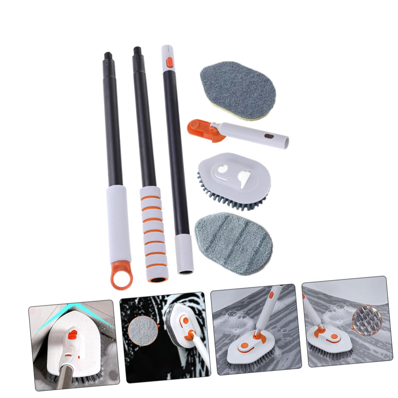 Cepillo De Suelo Multifuncional Mango Extensible para Limpiar Bañeras Azulejos y Esquinas De Cocina Cepillo De Limpieza para Baño y Manchas De Agua