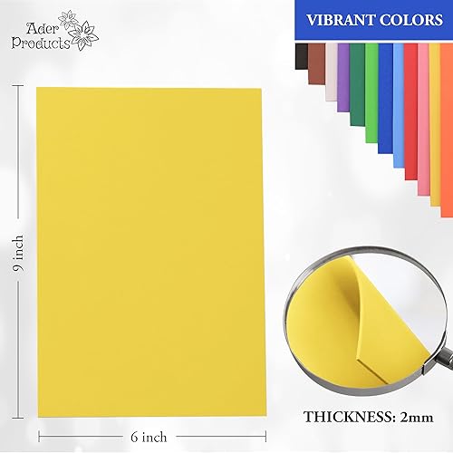 Miniatura 10 de Ader Products - Hojas de espuma EVA, 12 colores surtidos, 0.079 in de grosor, 6 x 9 pulgadas, papel de espuma artesanal para artes y manualidades,