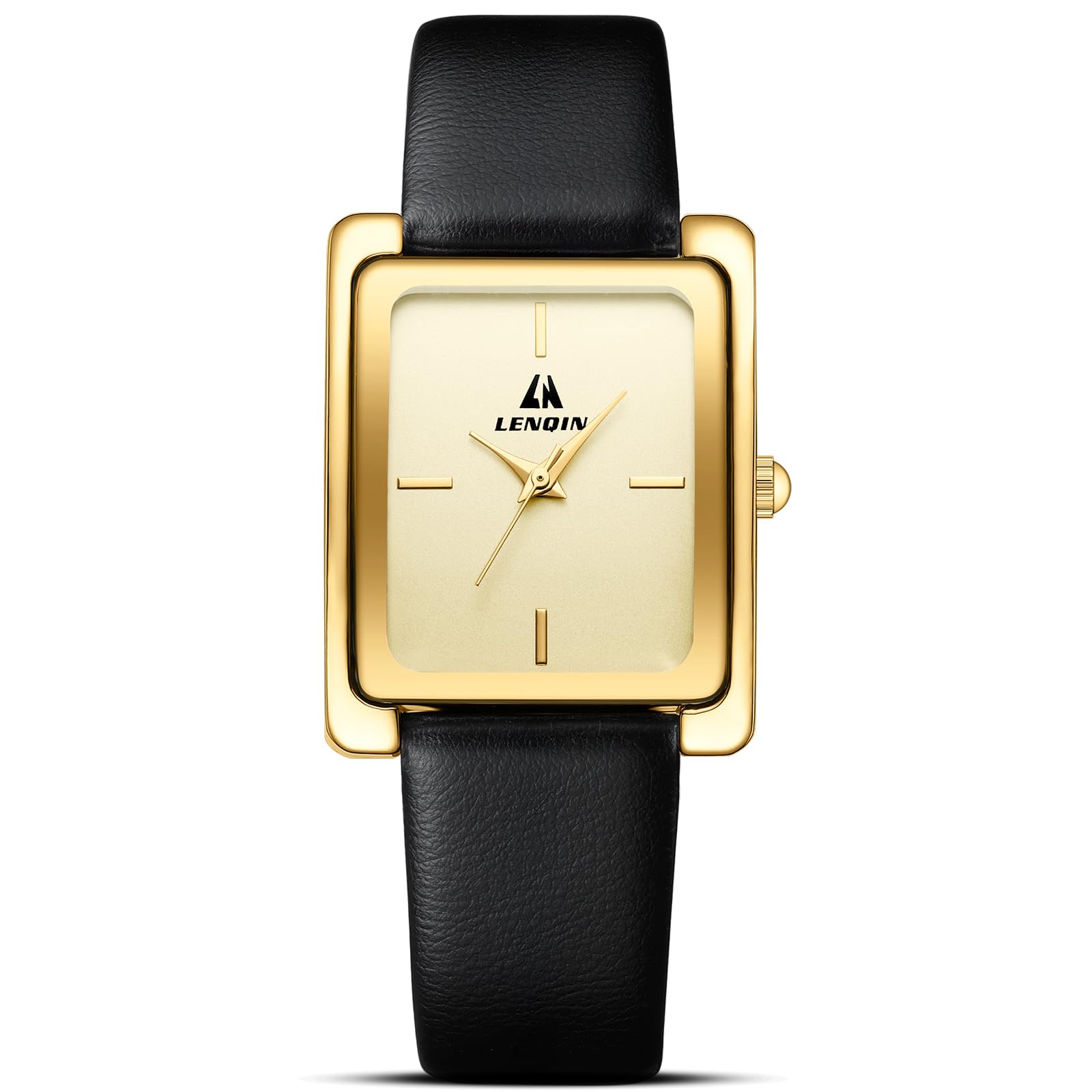 LN LENQIN Uhr Damen Armbanduhr Damen Uhr mit Großen Ziffern Analog Quarzuhr für Frauen mit Lederband