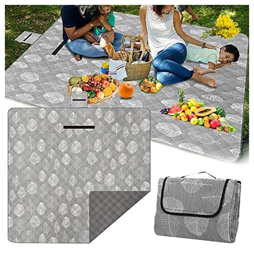Mocoli Manta Picnic Impermeable 200x200 Manta Playa XXL Manta Playa sin Arena Manta Camping Manta Exterior Prueba Arena Manta Familiar Manta Picnic con asa Transporte Lavable para Camping Viajes