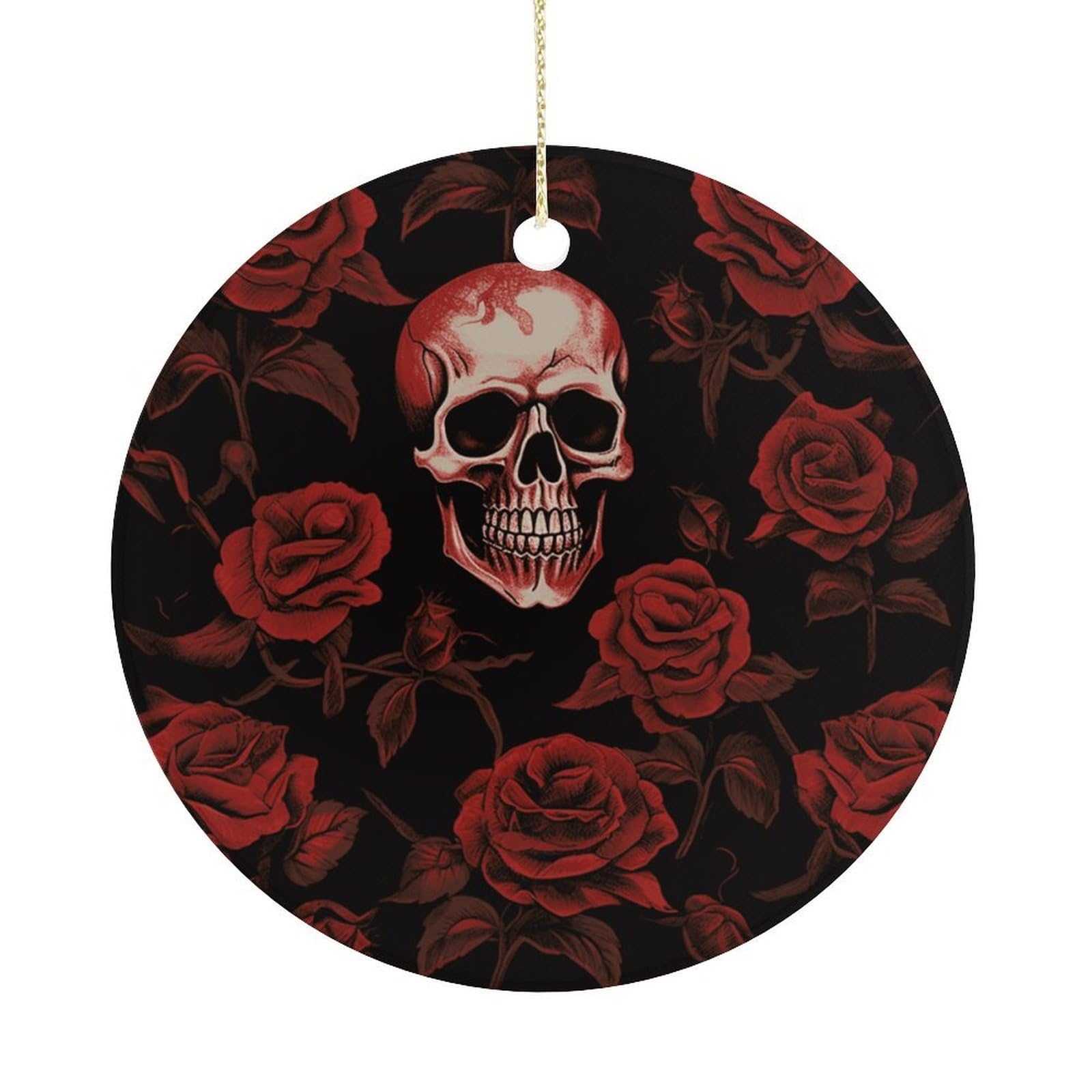 Adfgyerh Women's Style Skull Rose Hanging Ceramic Ornaments, Christmas Tree Decorations, Funny Home Decor Gifts For Sisters & Work Best Friends