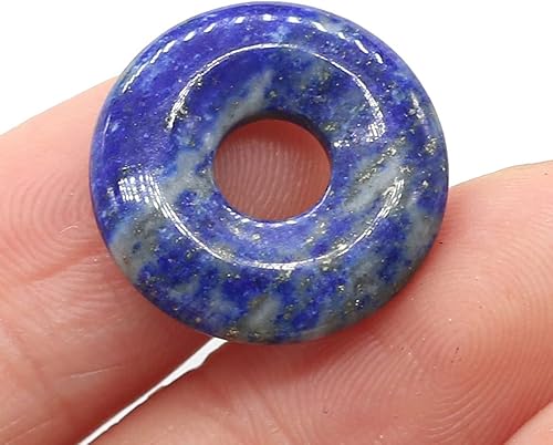 Miniatura 6 de LHJ Colgantes de cuentas de piedra natural, agujero central, forma de anillo de piedra mixta, hebilla de ping y ágata piedra de cristal para hacer