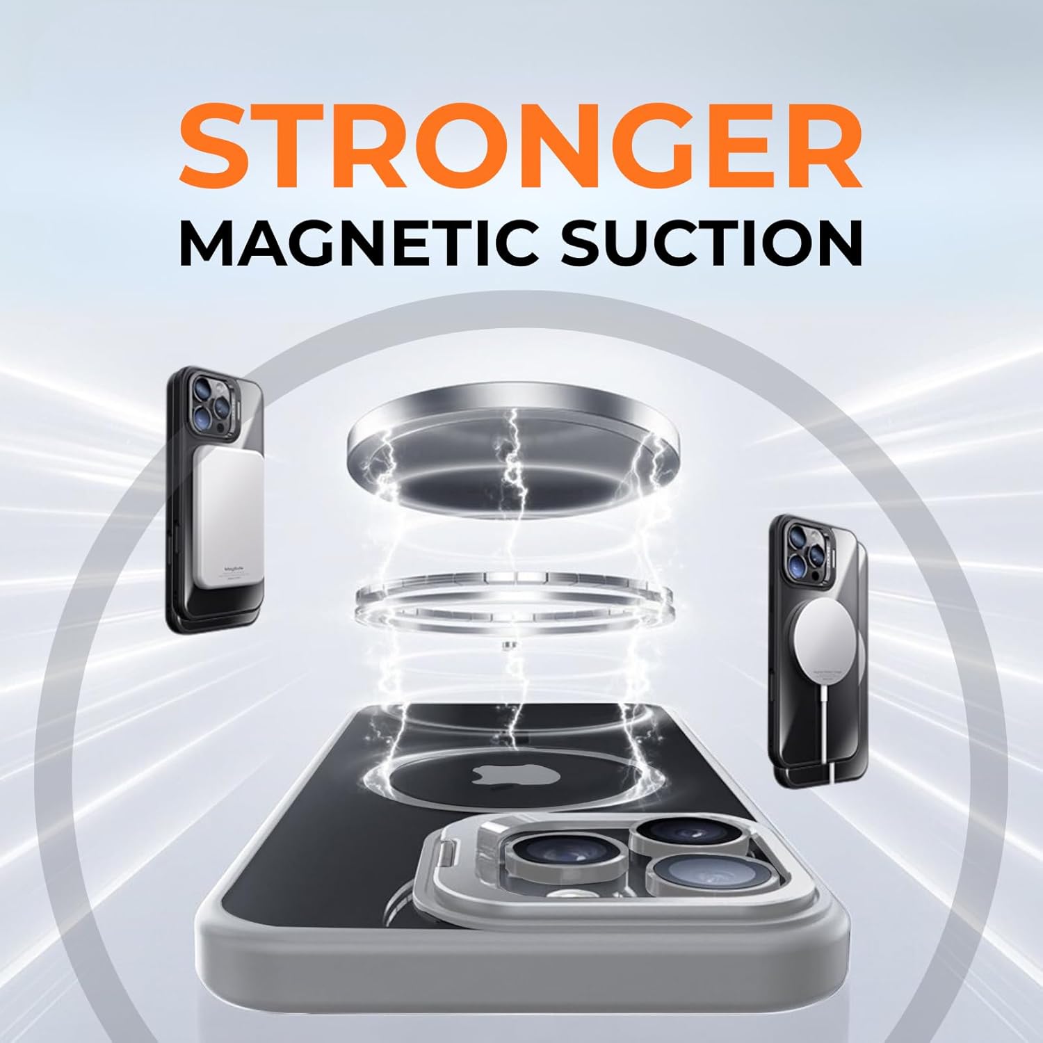 LOOXER® Vanguard Clear Case for iPhone 16 (6.1”) | Built-in Camera Lens Stand, Crystal-Clear Military-Grade Drop Protection MagSafe Cover + Premium Screen Protector Included (Grey, 16)