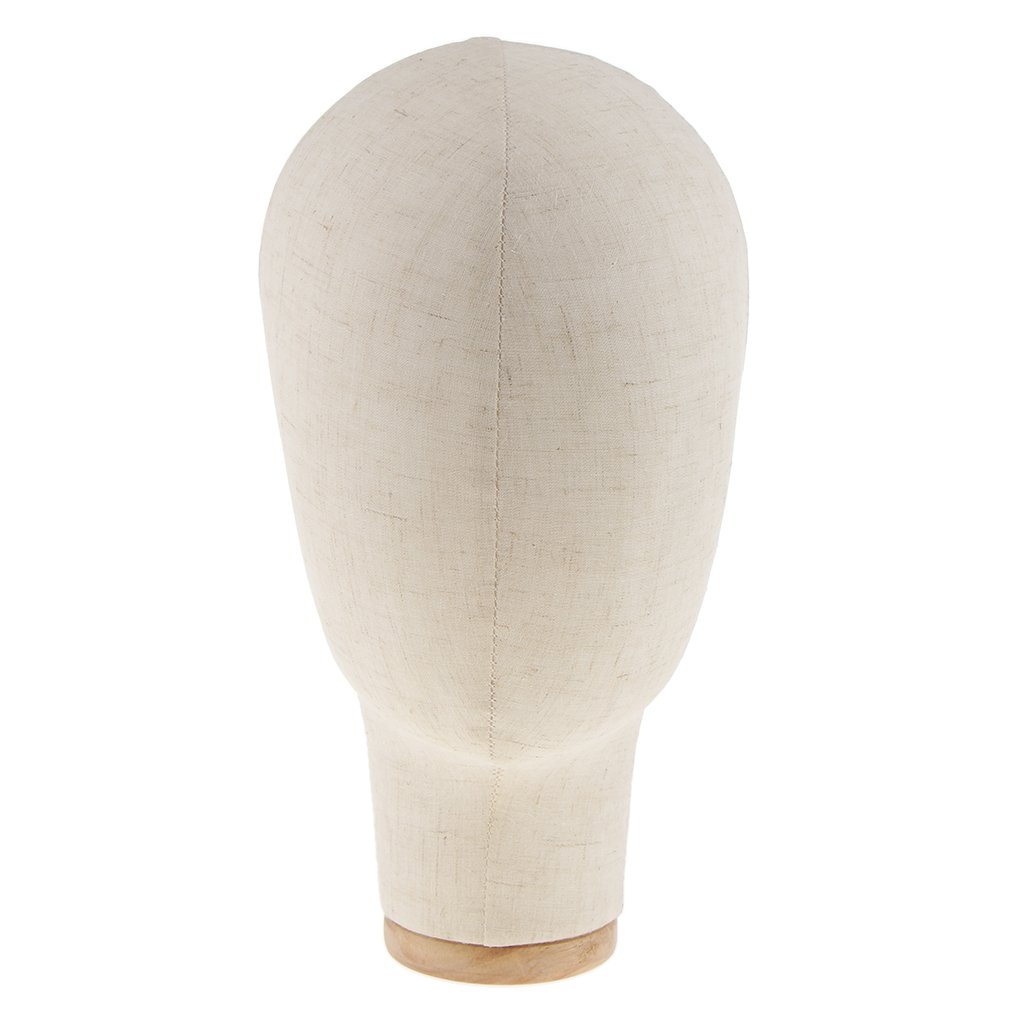 Espositore per Cappelli Da 21 Pollici con Testa di Manichino in Tela Professionale per Parrucca Nero/Beige - Beige