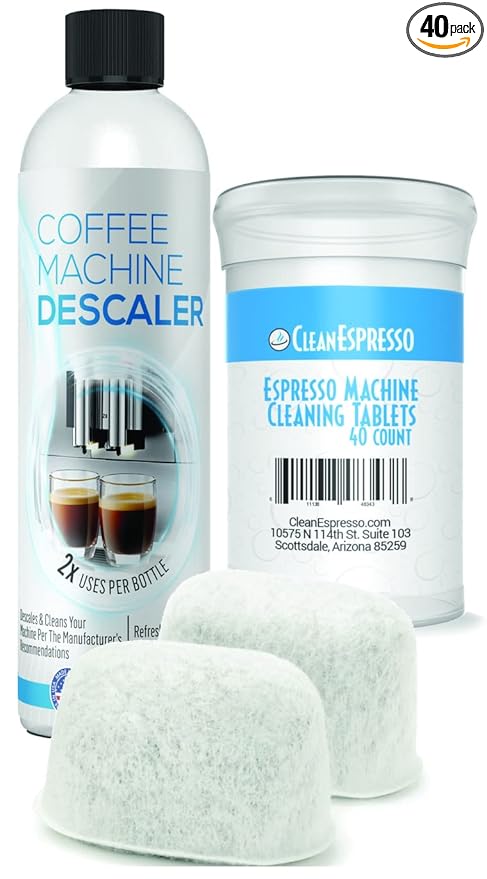 Breville Espresso Cleaning Kit - 20 Espresso Machine Cleaning Tablets + 2 Water Filters + 2-Use Descaling Solution - Fits All Breville Espresso Maker Models - by CleanEspresso