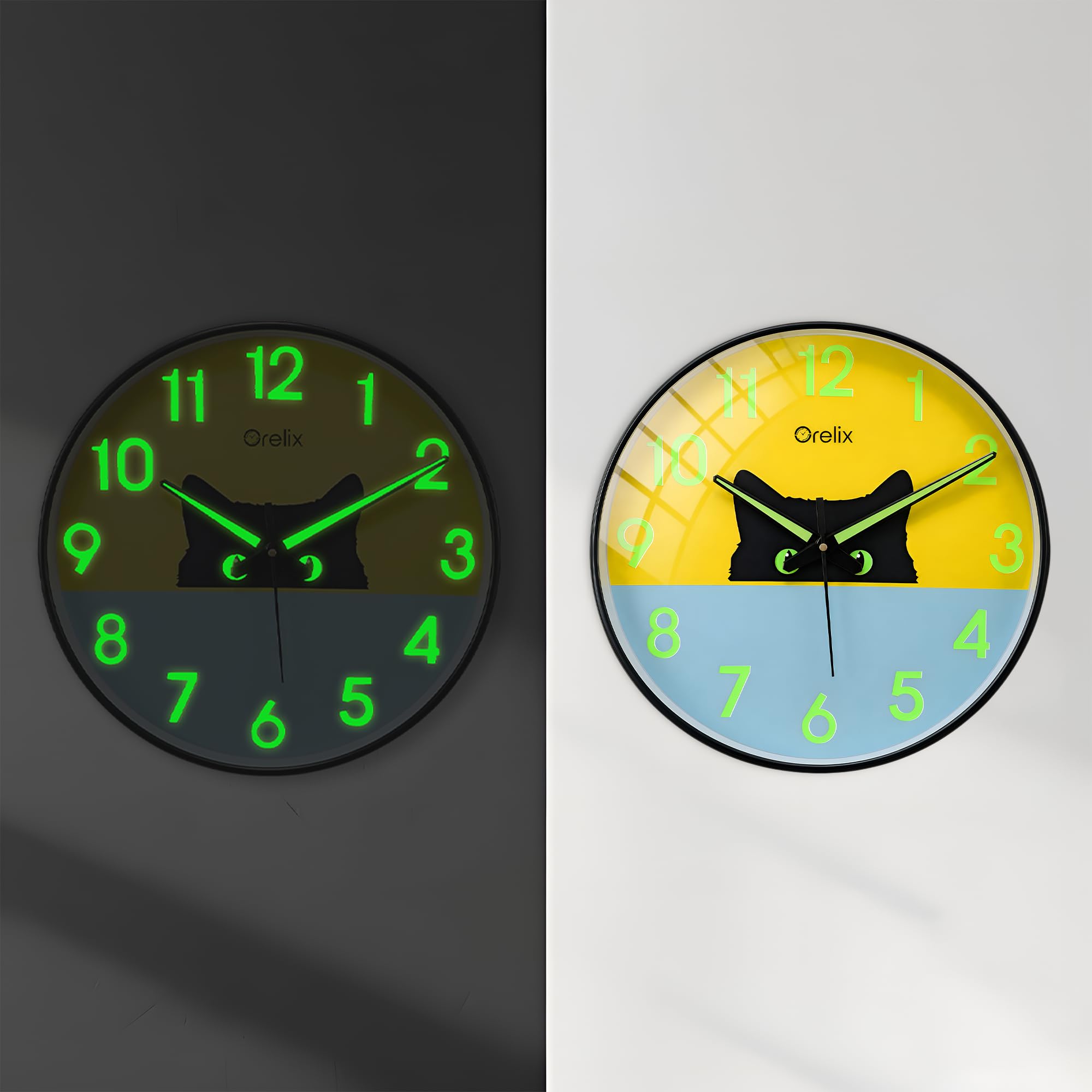 Antique Style Radium Night Glow Glass Wall Clock for Living Room Bedroom | Silent Quartz Wall Watch with Luminous Numbers | Decorative Vintage Wall Clock for Home Office Study Room Décor-image-47