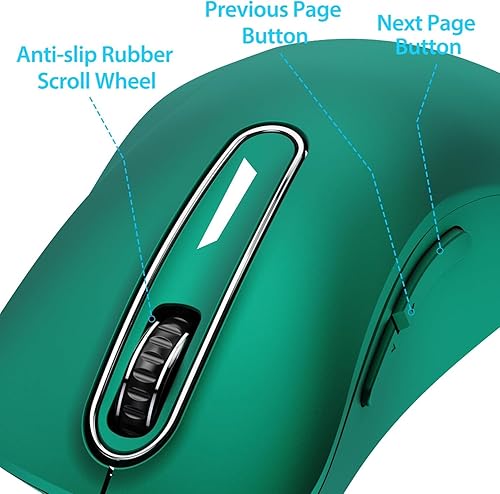 Miniatura 3 de memzuoix Ratón inalámbrico de 2.4 G, 1400 DPI con receptor USB, portátil inalámbrico USB a batería, para laptop, PC, escritorio, 5 botones (verde