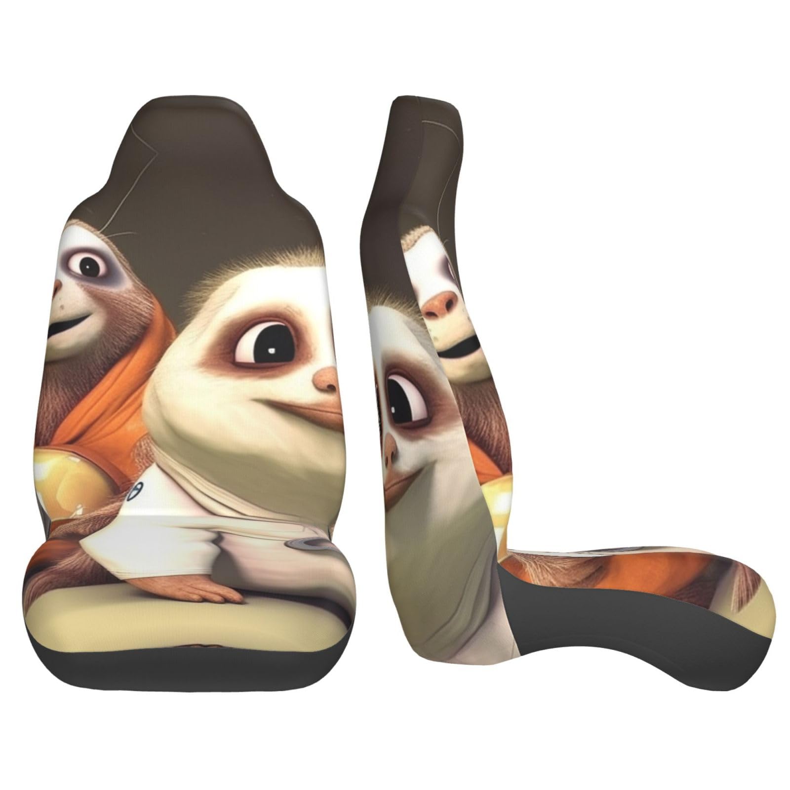Set di 2 coprisedili anteriori per auto, lavabili, con divertente stampa animalier, universali, adatti per accessori auto