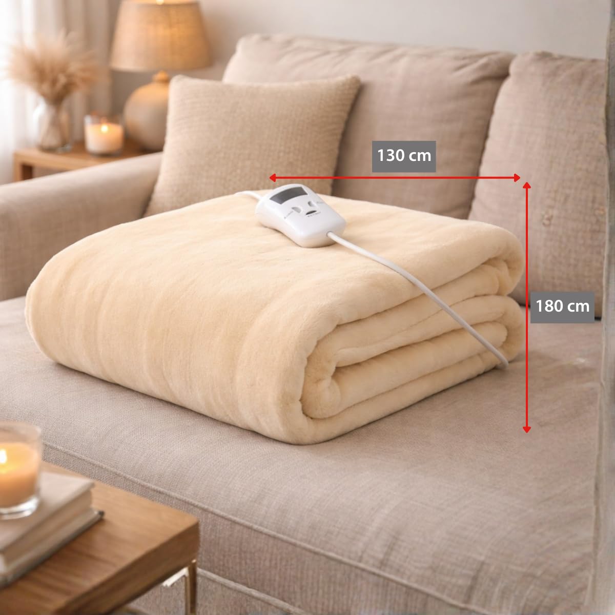 Couverture Chauffante - Mia & Coco - 160x130cm - Flanelle Sherpa - 10 niveaux de température - Minuterie 1-9h - Electroménager Couverture Chauffante - Mia & Coco - 160x130cm - Flanelle Sherpa - 10 niveaux de température - Minuterie 1-9h - Electroménager