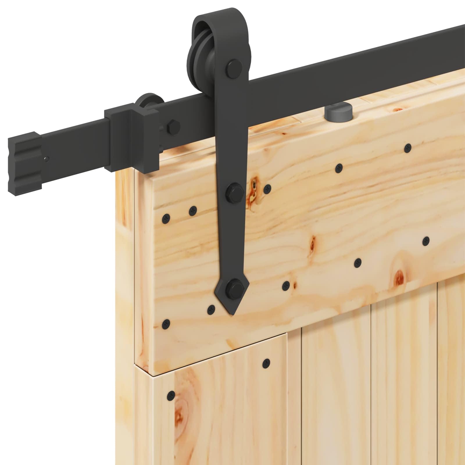 NARVIK - Porta scorrevole in legno di pino massiccio con sistema a binari, 85 x 210 cm, porta salvaspazio per interni
