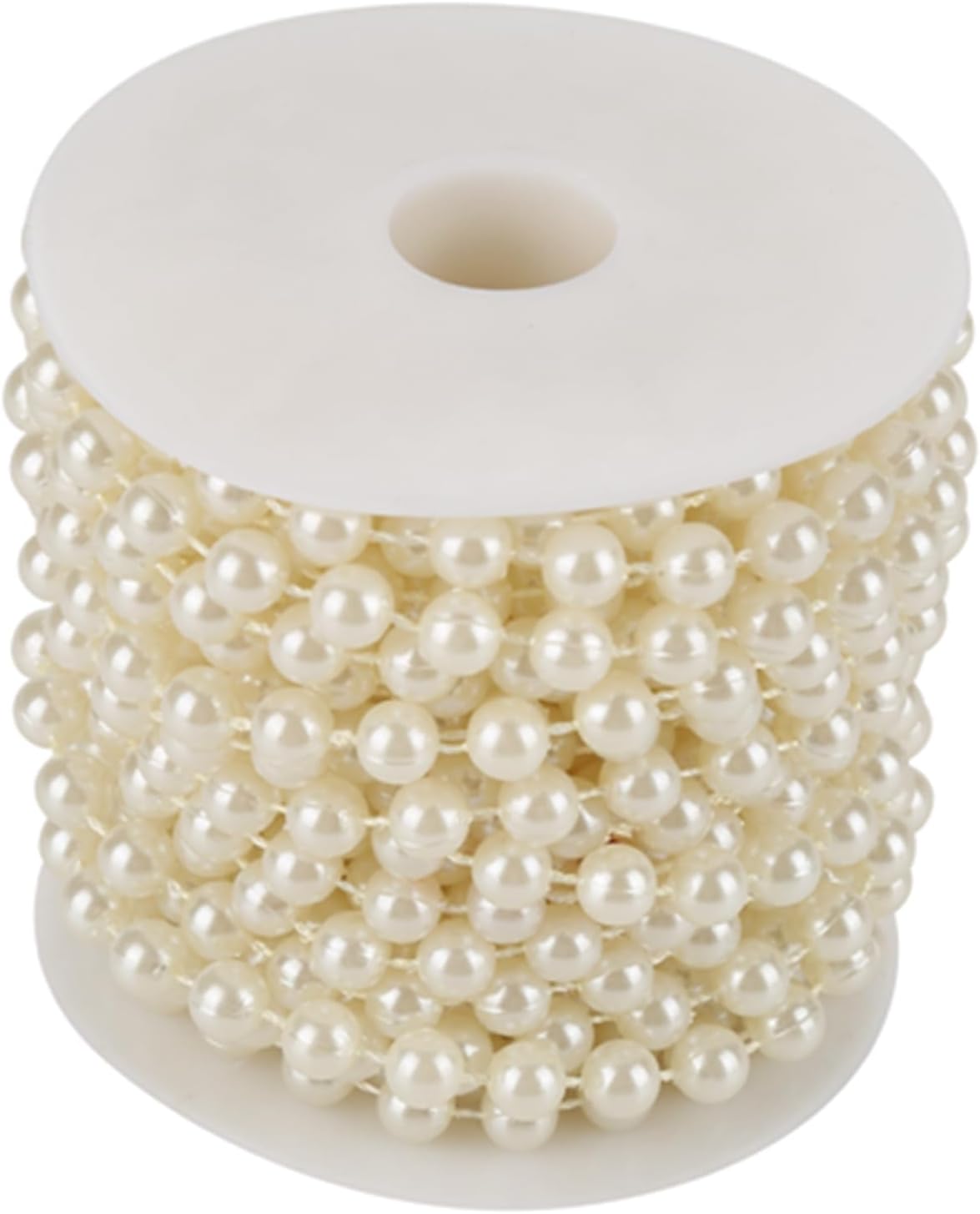 Pearl Beads Garland, 10m / Roll Pearl Strands Spool Pearl String Bead Roll Pearl Garland for Wedding Party Christmas Tree (Beige)