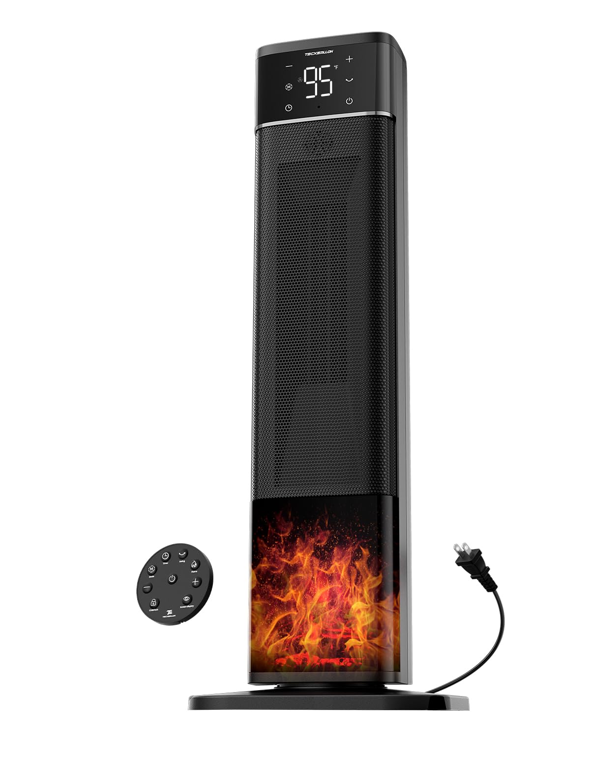 32 3 Portable Space Heaters for Indoor Use Large Room 1500W Tower Electric Space Heater with 3D Flame