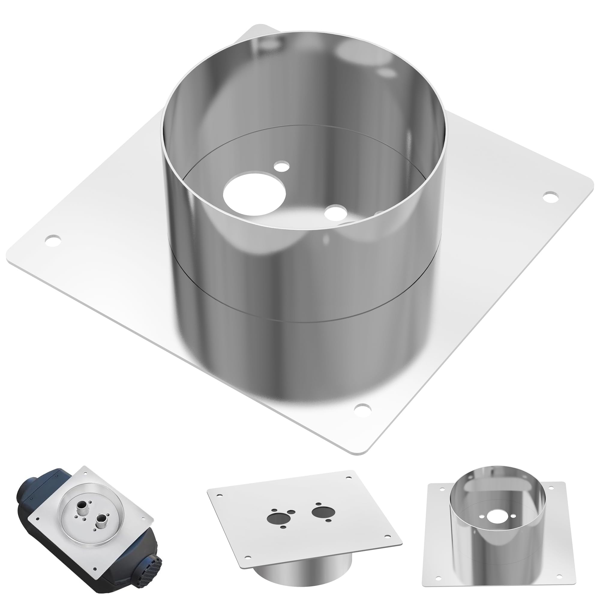 60mm Turret Plate Diesel Heater , 304 Stainless Steel Diesel Heater Accessories, Diesel Heater Mounting Plate Bracket, Turret Planar Parking Heater for Parking Auxiliary Heating (1)