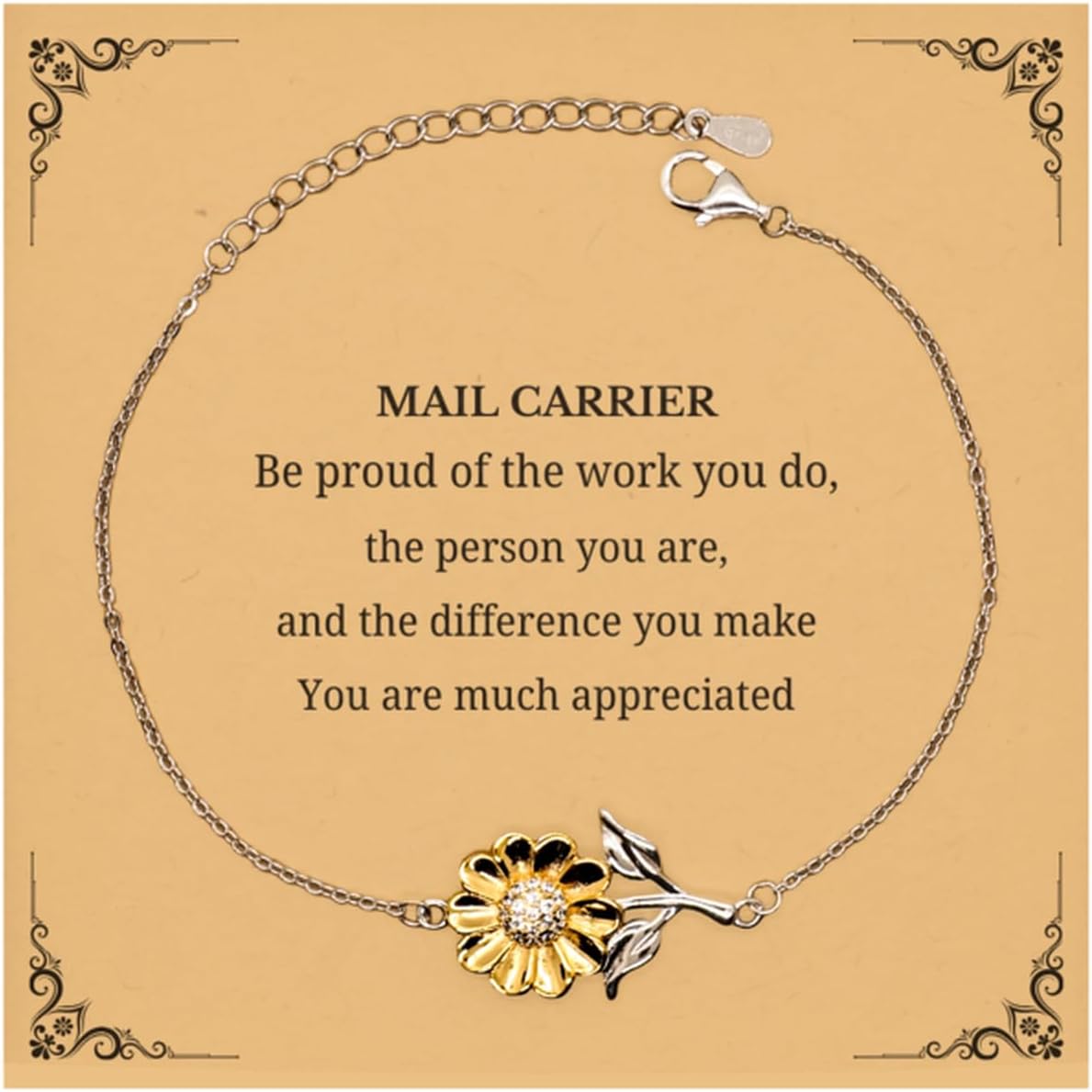 Sunflower Bracelet for Mail Carrier: Be proud of the work you do, and the difference you make, Inspirational Gifts for a Mail Carrier on Veterans Day, Christmas, Graduation
