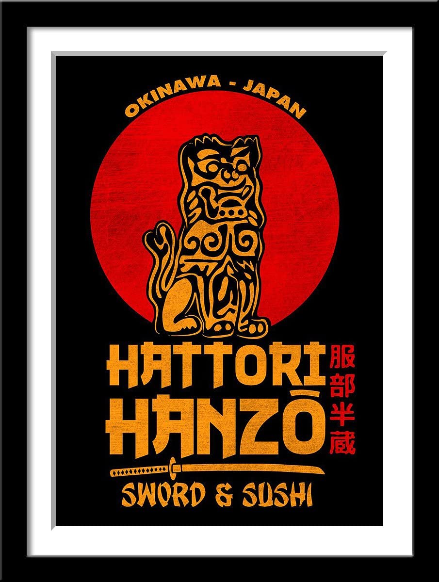 Tallenge - Hattori Hanzo - Sword and Sushi - Kill Bill - Quentin Tarantino - Hollywood Movie Graphic Poster - Small Framed Poster(Paper,12x17 inches, Multicolour)