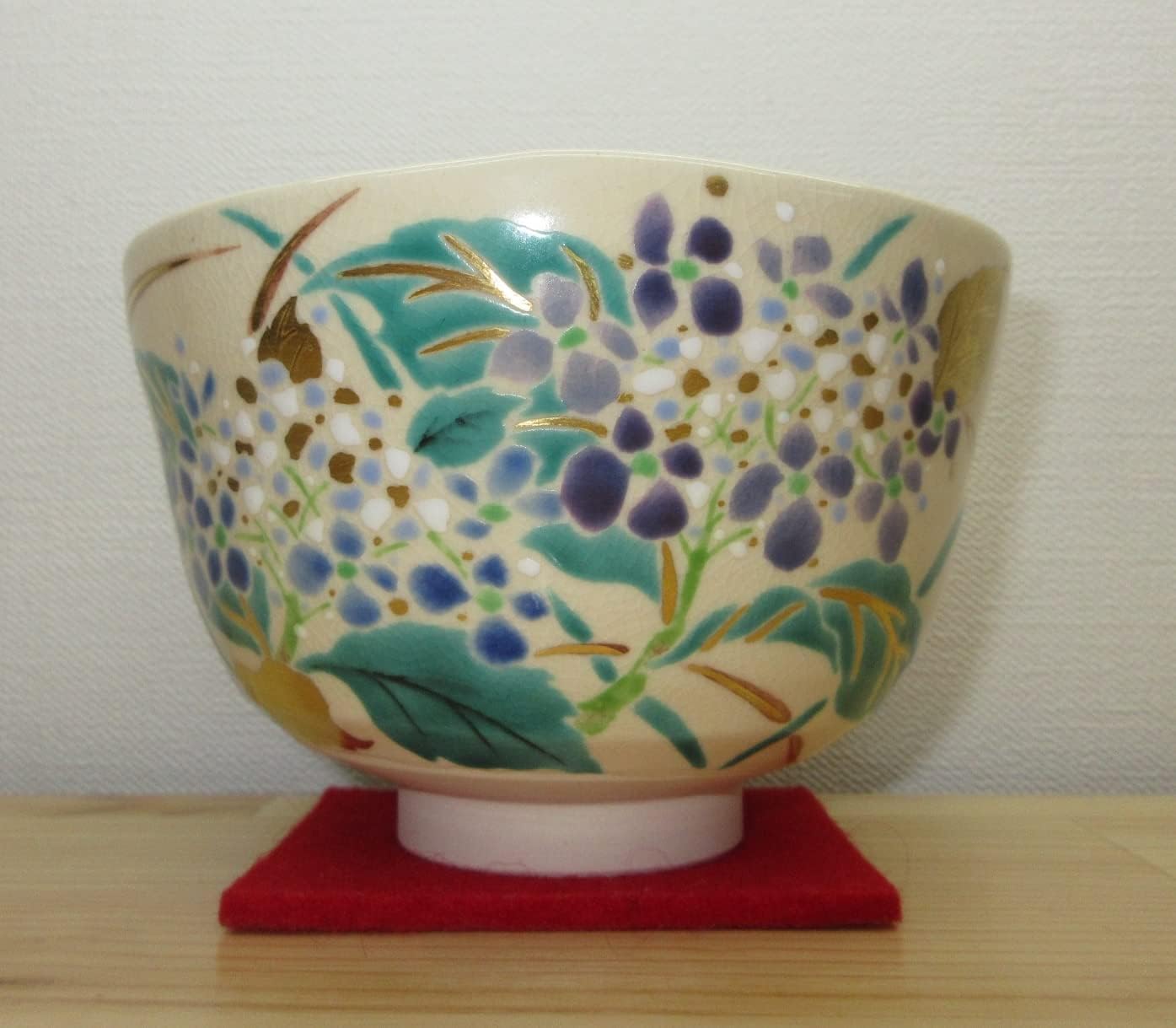 奉呈 茶道具 茶碗 抹茶茶碗 京焼 紫陽花の絵 花蝶窯 手塚石雲 手塚充 共箱入り Freestencilletters Com