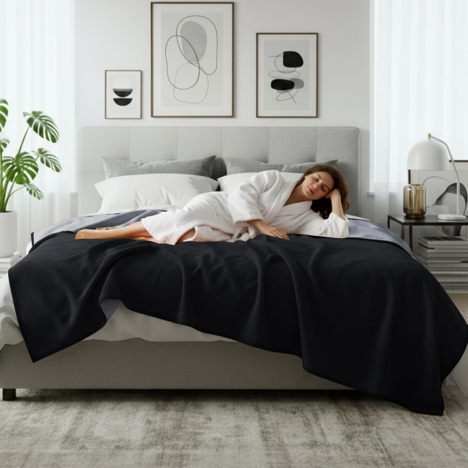 Tisancy Waterproof Blanket for Bed Couch Sofa, 40''x60'' Reversible & Washable, Fleece and Flannel Waterproof Mat, Water Resistant Bed Cover, Leakproof Mattress Protector(Dark Grey/Light Grey)