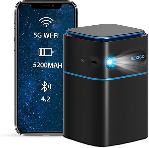 NexiGo Mini proyector portátil WiFi inteligente, compatible con 4K, Android 9.0, 100 ANSI - más de 3000 Lux, proyector de video DLP Bluetooth Pico,