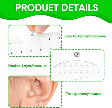200PCS Ear Seeds Acupuncture – Silver Ear Seeds Stickers for Anxiety Stress Relief – Disposable ACU Ear Seed Patches for Relaxation and Daily Care