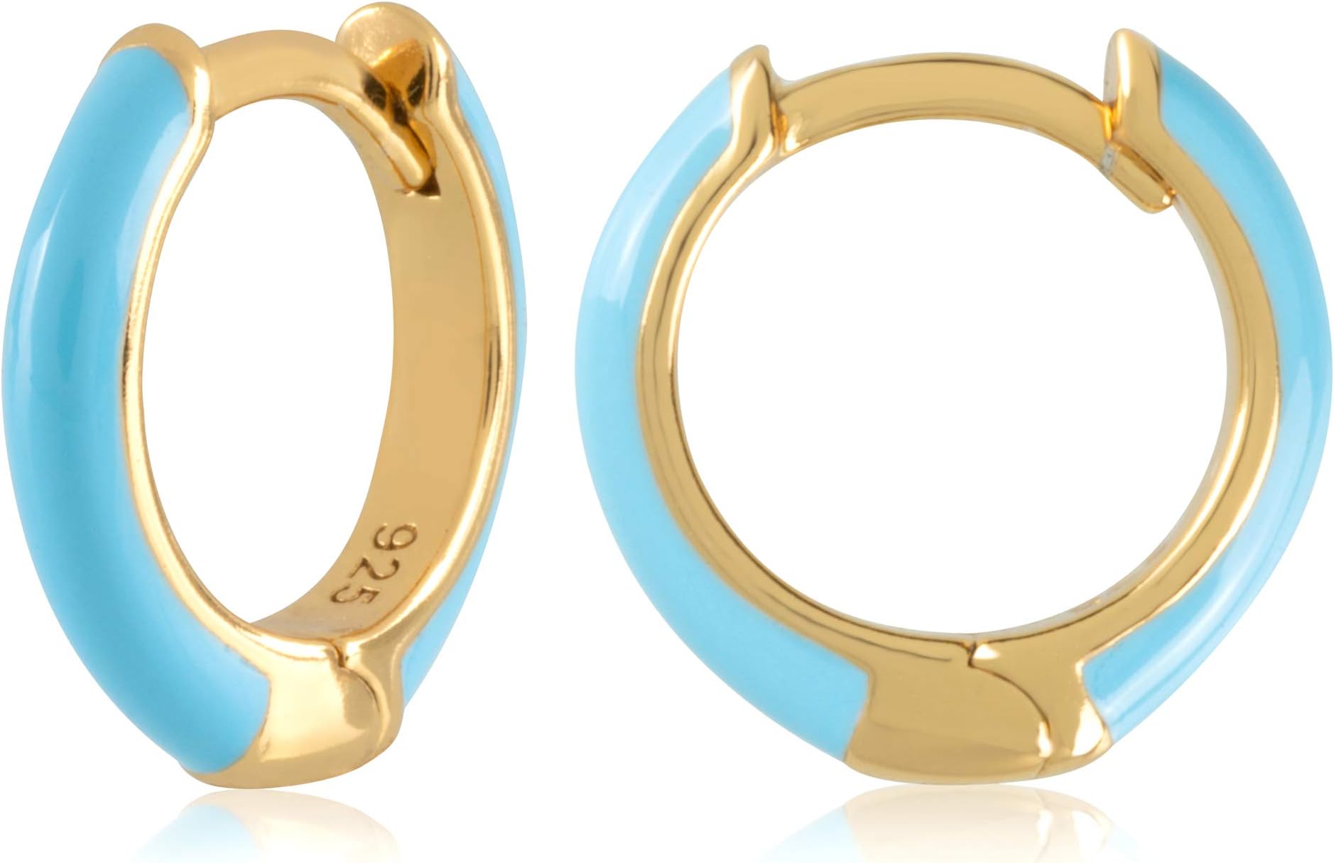JULIETTE COLLECTION14K Gold Plated Sterling Silver Enamel Color Huggie Hoop Earrings for Women Wide Range of Vibrant Color Options Available
