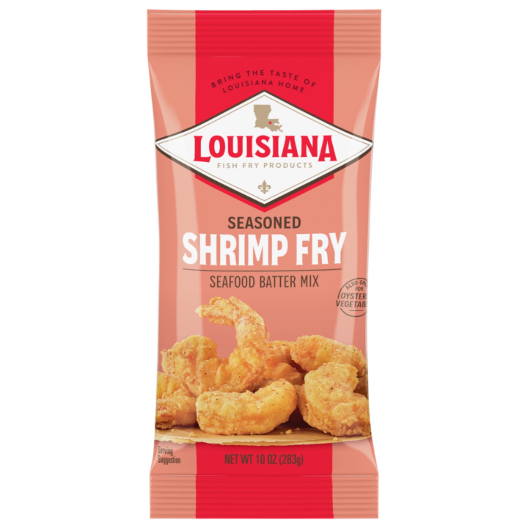 Seasoned Shrimp Fry Seafood Batter Mix - Also Great for Oysters and Vegetables - 10 oz. Bag (Pack of 1) - Crispy, Cajun-Style Coating - By Louisiana