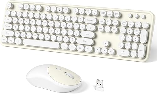 Dilter - Combo de teclado y mouse inalámbrico, 104 teclas, teclado de máquina de escribir de tamaño completo, receptor USB de 2.4 GHz para enchufar